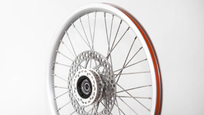Set 18 inch STRIDA zilver aluminium velgen met remschijven en achtertandwiel (zonder banden) - 448-18-silver-set brakediscs freewheel - wiel - wielen