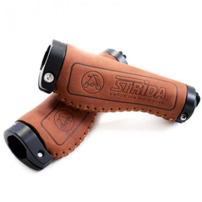 Brown leather Comfort STRIDA handlebar grips - Brown - Color - leather - ST-GP-001