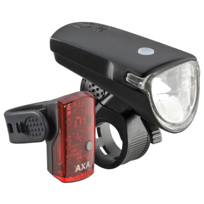 Set: AXA Greenline 40 Lux koplamp en achterlicht - USB - Zwart - AXA - fietslampjes - LED - led lamp - oplaadbaar - usb - veiligheid - verlichting - zichtbaarheid